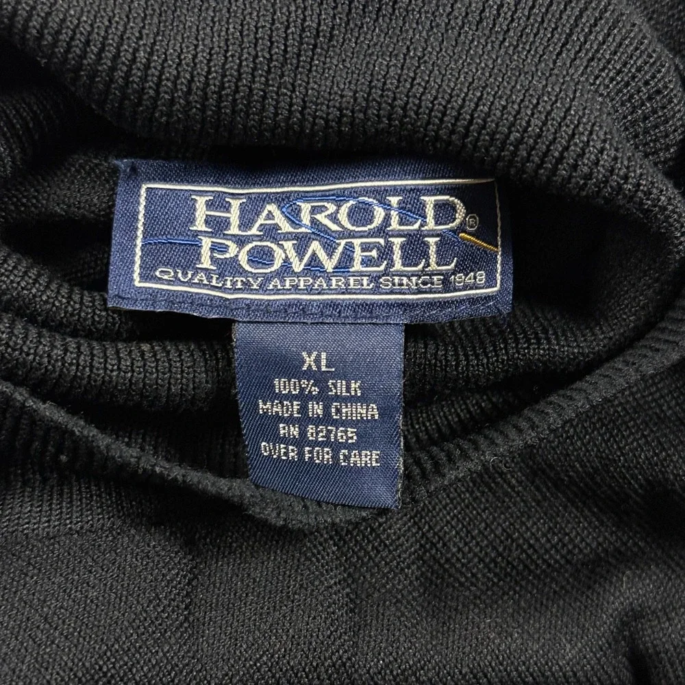 Vintage Harold Powell Mens Black Turtleneck Sweater XL Long Sleeve Fine Knit